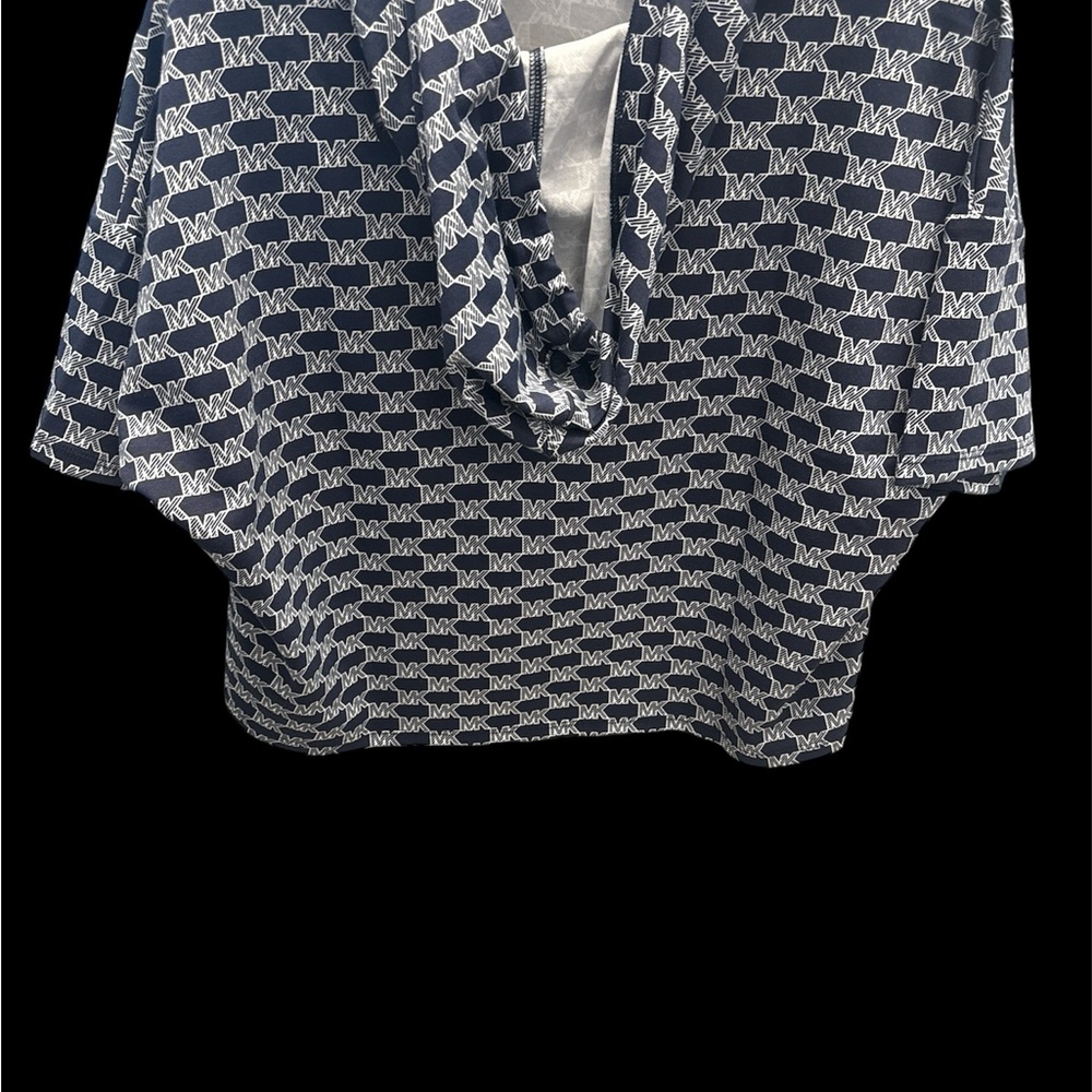 Michael Kors Blue and White Patterned Top